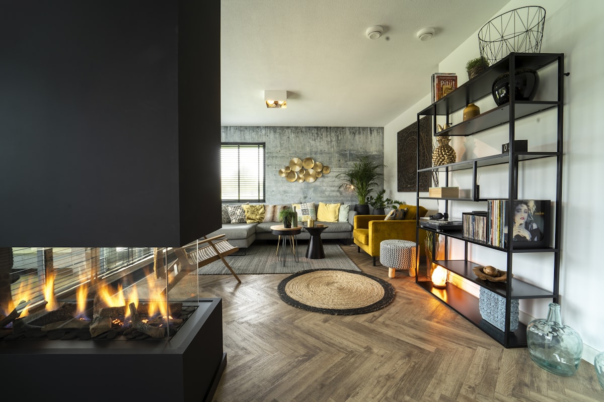 Modern bioethanol fire in a contemporary UK living room
